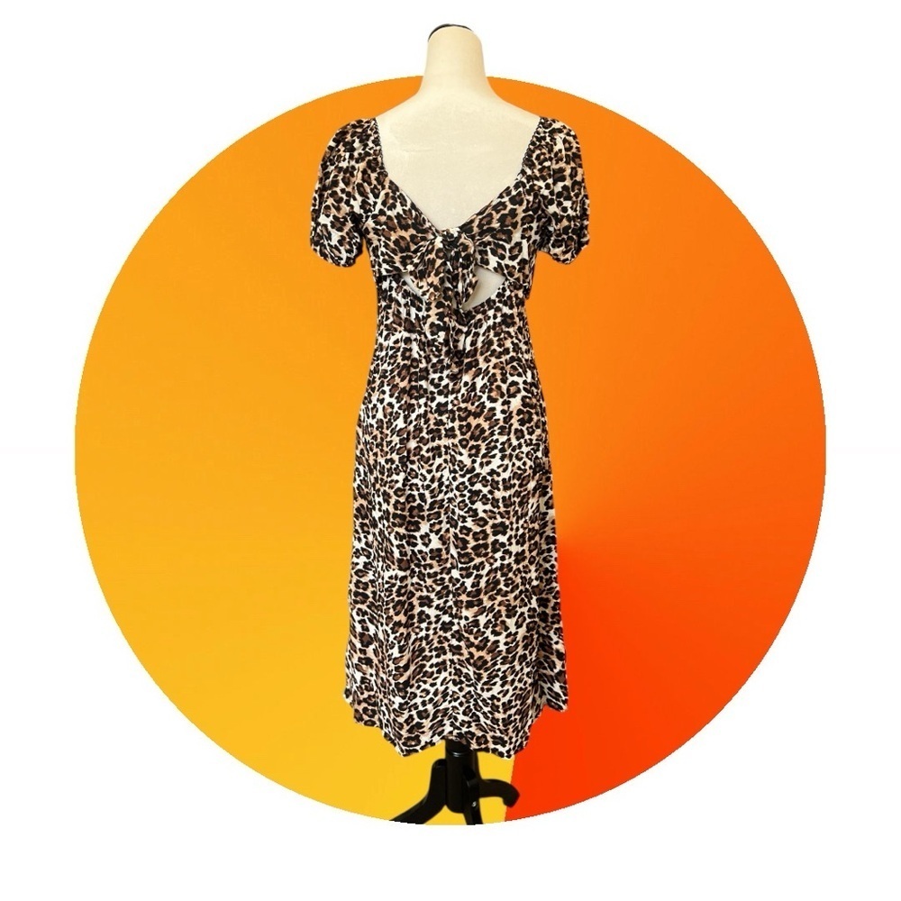 As U Wish Animal print Short Sleeve Midi Dress - Picture 4 of 8